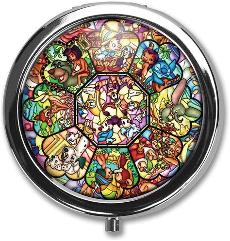 Cute Cartoon Character Custom Round Silver Pill Box Pocket 